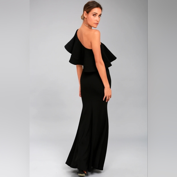 Lulu's So Amazed Black One Shoulder Maxi Dress - Picture 2 of 9